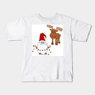 Santa and his reins Kids T-Shirt